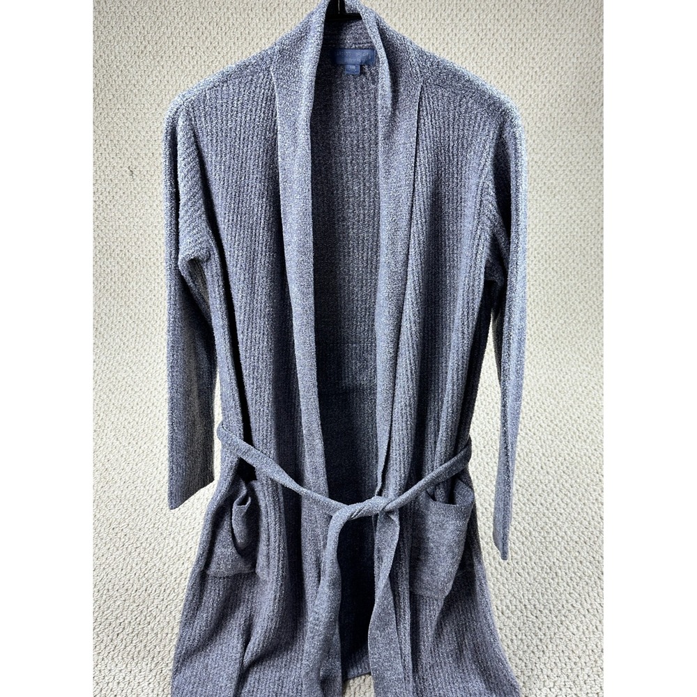 Barefoot Dreams Robe Womens S/M Pacific Blue/Pearl CozyChic Lite Ribbed Belted